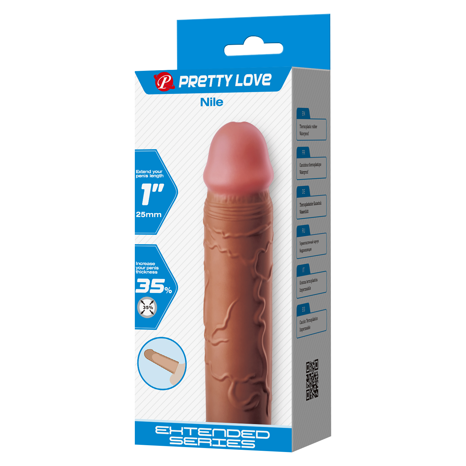 Pretty Love - Nile - Verlengde Penis Sleeve - 25mm - Bruin-Erotiekvoordeel.nl