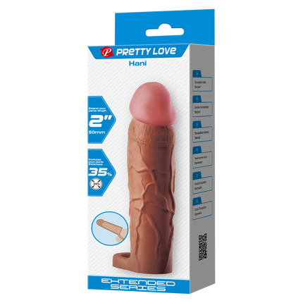 Pretty Love - Hani - Verlengende Penis Sleeve met Cockring - 50mm - Bruin-Rimbastore.com
