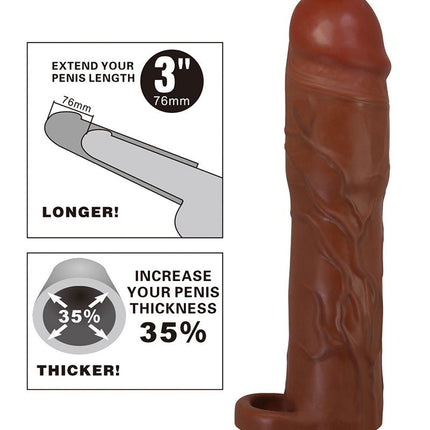 Pretty Love - Gerd - Cockring met verlengde Penis Sleeve - 75mm - Bruin-Rimbastore.com