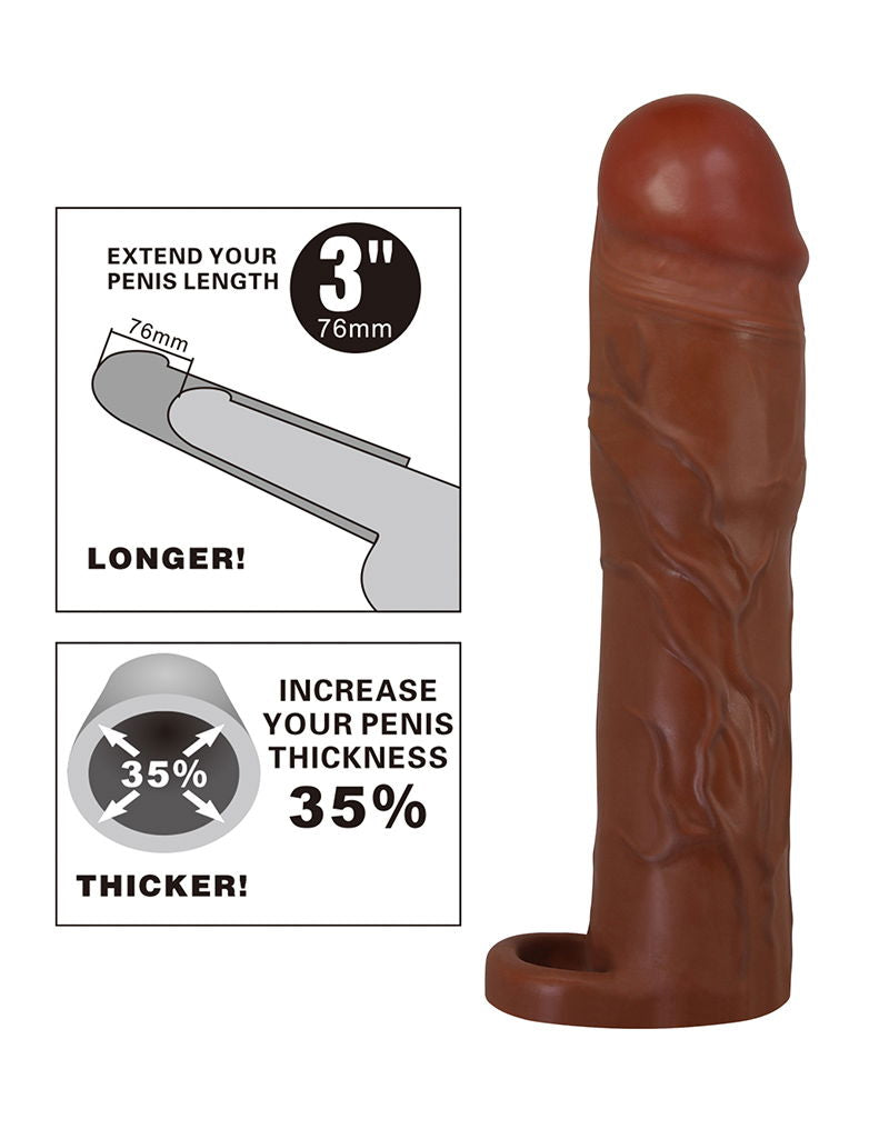 Pretty Love - Gerd - Cockring met verlengde Penis Sleeve - 75mm - Bruin-Rimbastore.com