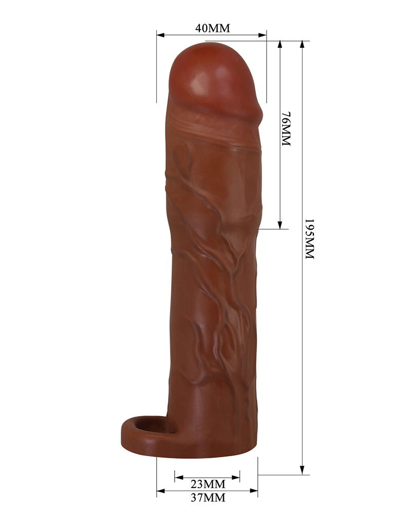 Pretty Love - Gerd - Cockring met verlengde Penis Sleeve - 75mm - Bruin-Rimbastore.com