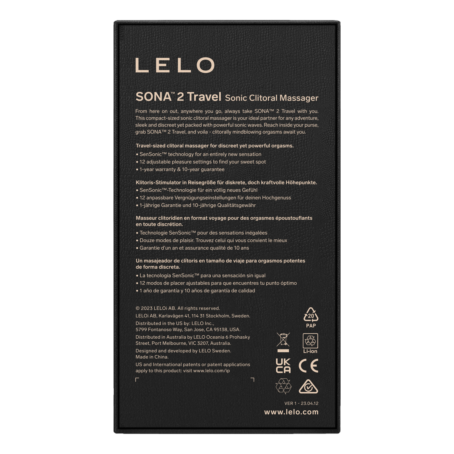 Lelo - Sona 2 Travel - Luchtdruk Vibrator - Paars-Erotiekvoordeel.nl