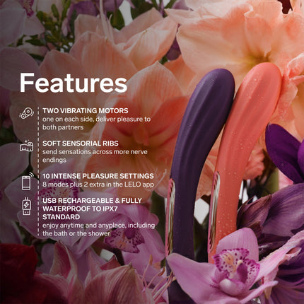 LELO – Boomerang – Doppelseitiger Vibrator – Doppelter Motor – Coral