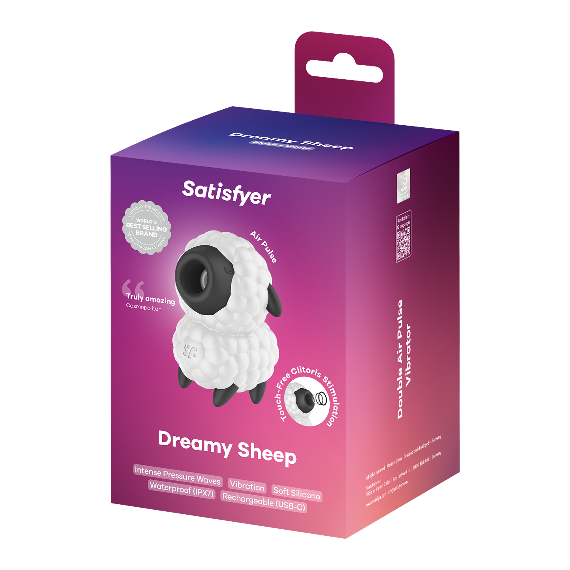 Satisfyer - Dreamy Sheep - Luchtdruk Vibrator - Zwart/Wit-Rimbastore.com