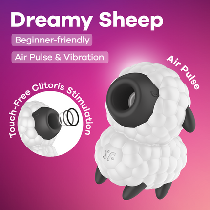 Satisfyer - Dreamy Sheep - Luchtdruk Vibrator - Zwart/Wit-Rimbastore.com