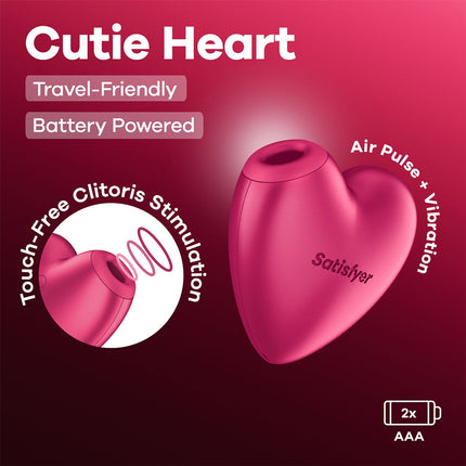 Satisfyer - Cutie Heart - Luchtdruk Vibrator - Op Batterijen - Roze