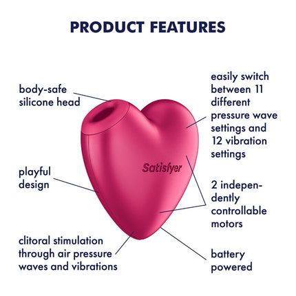 Satisfyer - Cutie Heart - Luchtdruk Vibrator - Op Batterijen - Roze