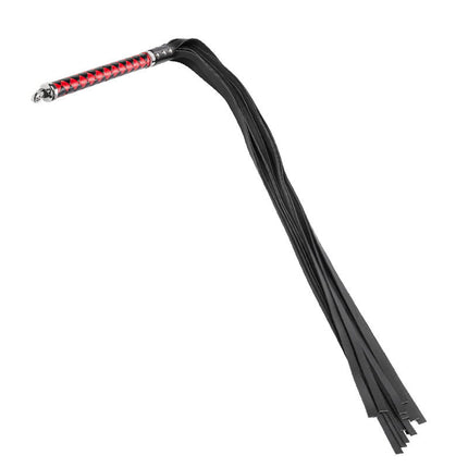 RISE - Lange Flogger met Zachte Strengen - Zwart/Rood-Rimbastore.com