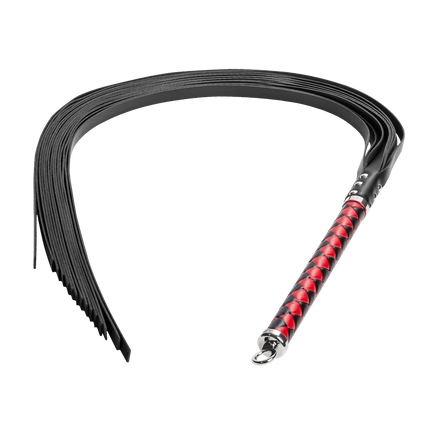 RISE - Lange Flogger met Zachte Strengen - Zwart/Rood-Rimbastore.com