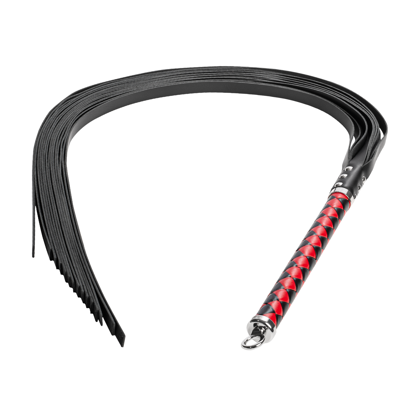RISE - Lange Flogger met Zachte Strengen - Zwart/Rood-Rimbastore.com