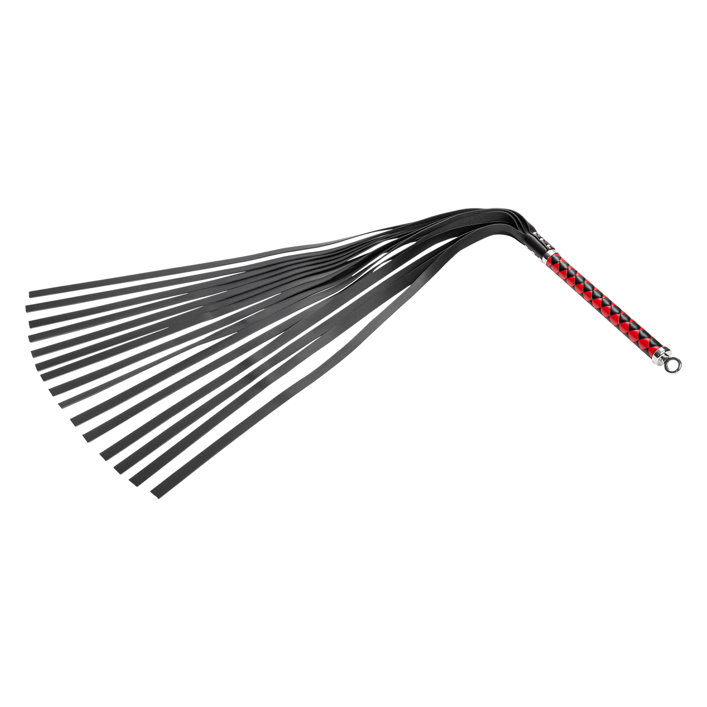 RISE - Lange Flogger met Zachte Strengen - Zwart/Rood-Rimbastore.com