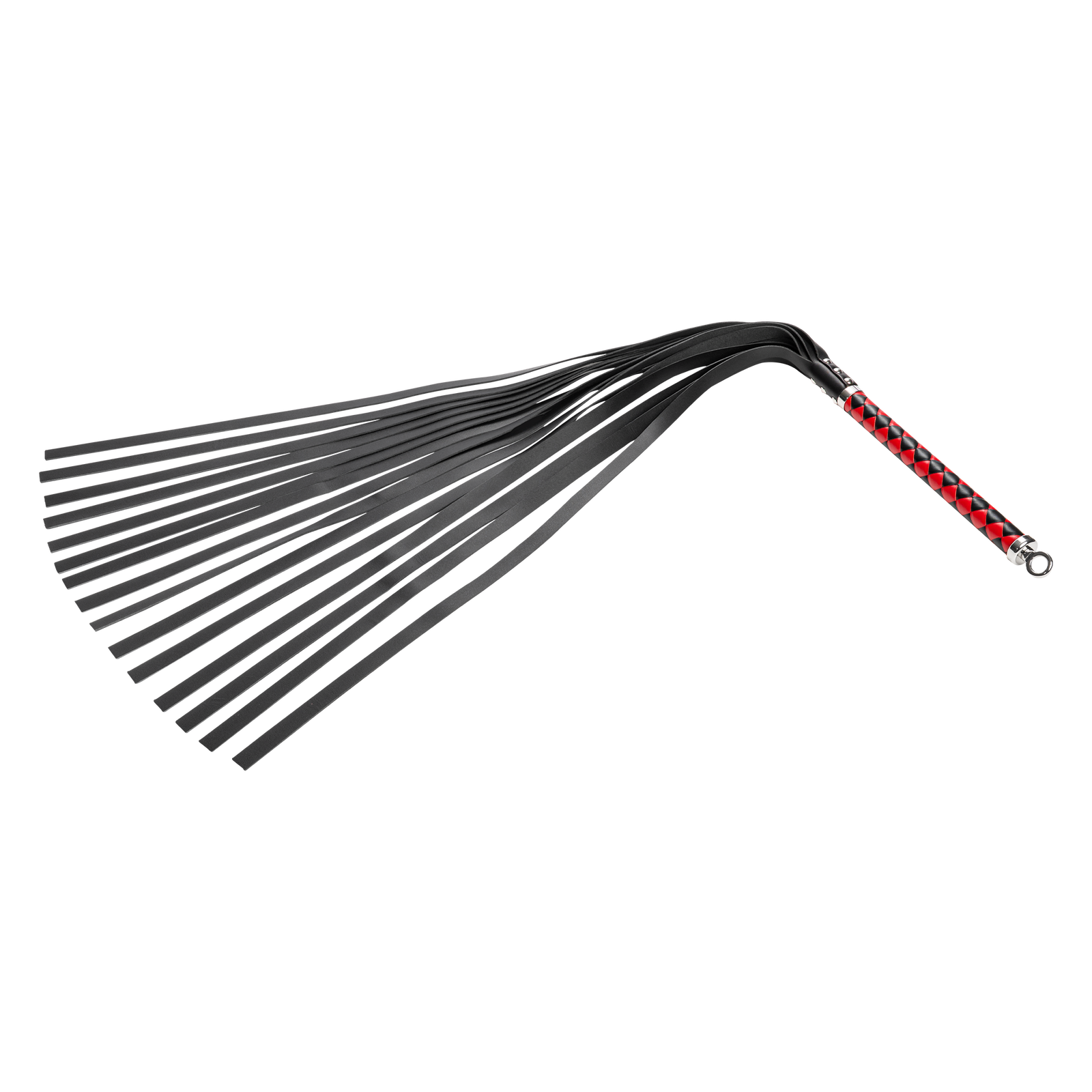 RISE - Lange Flogger met Zachte Strengen - Zwart/Rood-Rimbastore.com