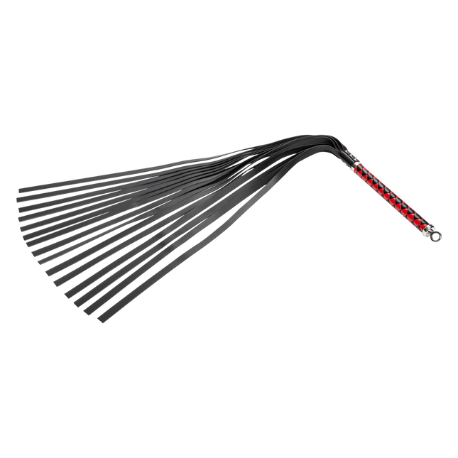 RISE - Lange Flogger met Zachte Strengen - Zwart/Rood-Rimbastore.com
