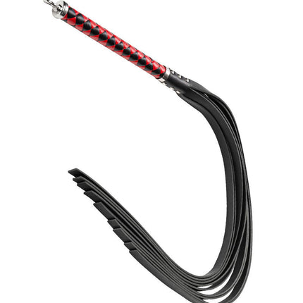 RISE - Lange Flogger met Harde Lederen Strengen - Zwart/Rood-Rimbastore.com