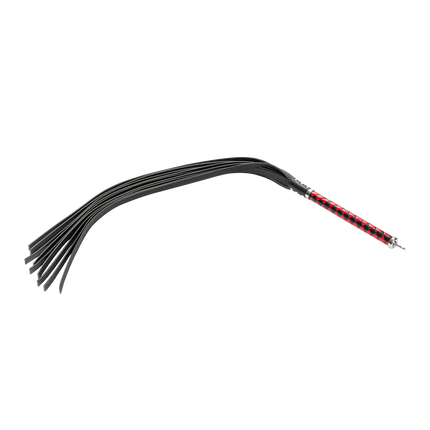 RISE - Lange Flogger met Harde Lederen Strengen - Zwart/Rood-Rimbastore.com