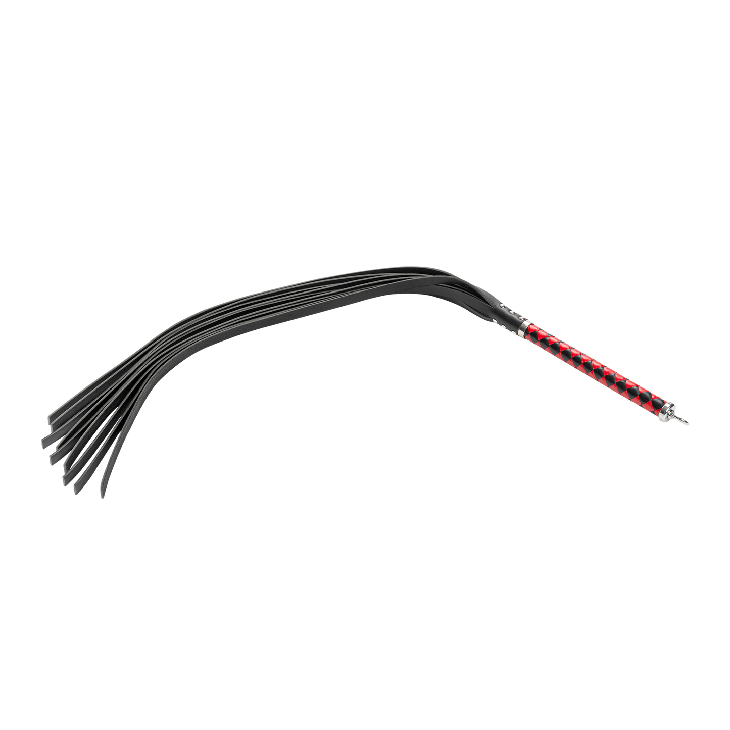 RISE - Lange Flogger met Harde Lederen Strengen - Zwart/Rood-Rimbastore.com
