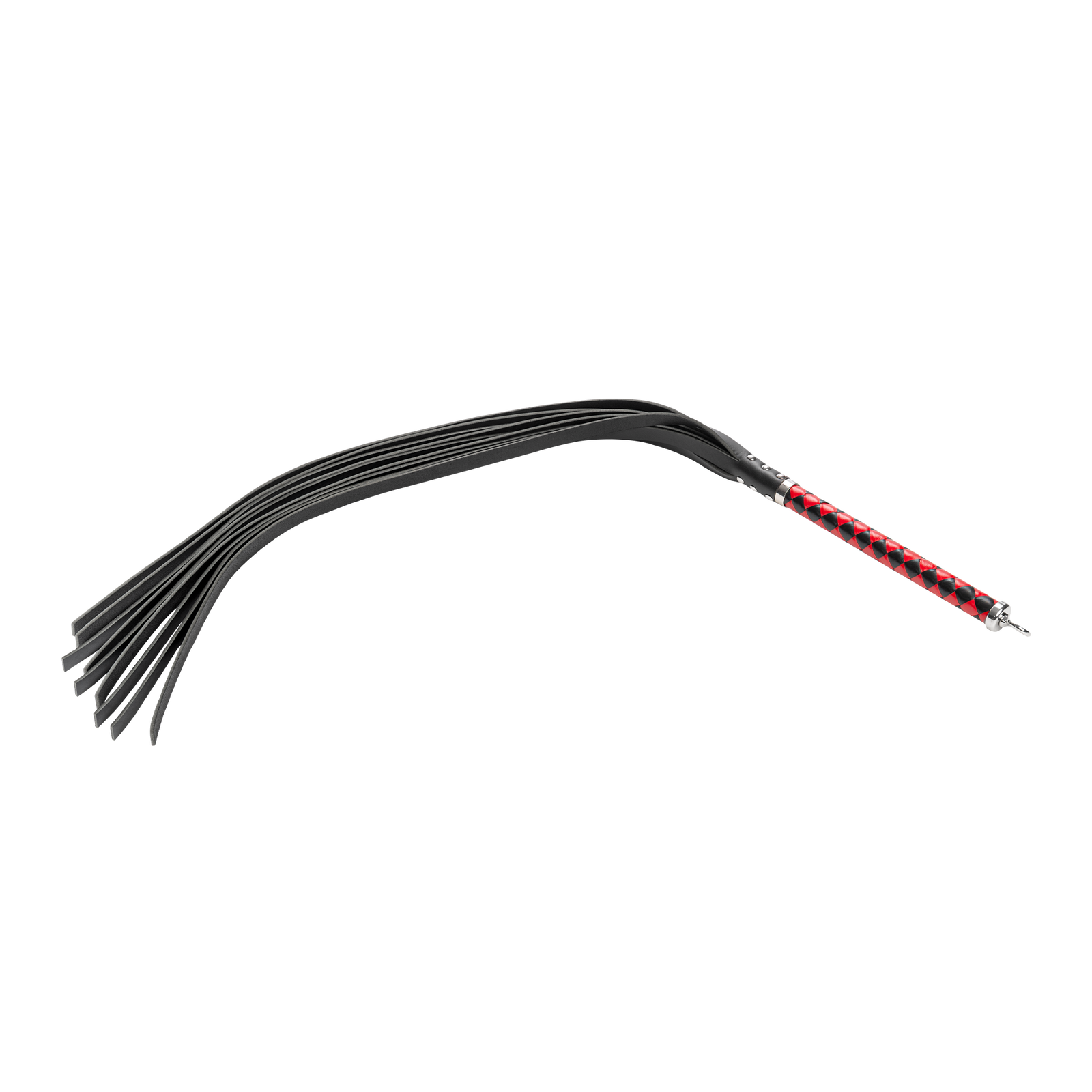 RISE - Lange Flogger met Harde Lederen Strengen - Zwart/Rood-Rimbastore.com