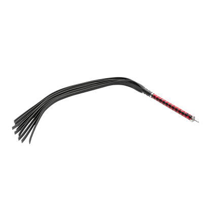 RISE - Lange Flogger met Harde Lederen Strengen - Zwart/Rood-Rimbastore.com
