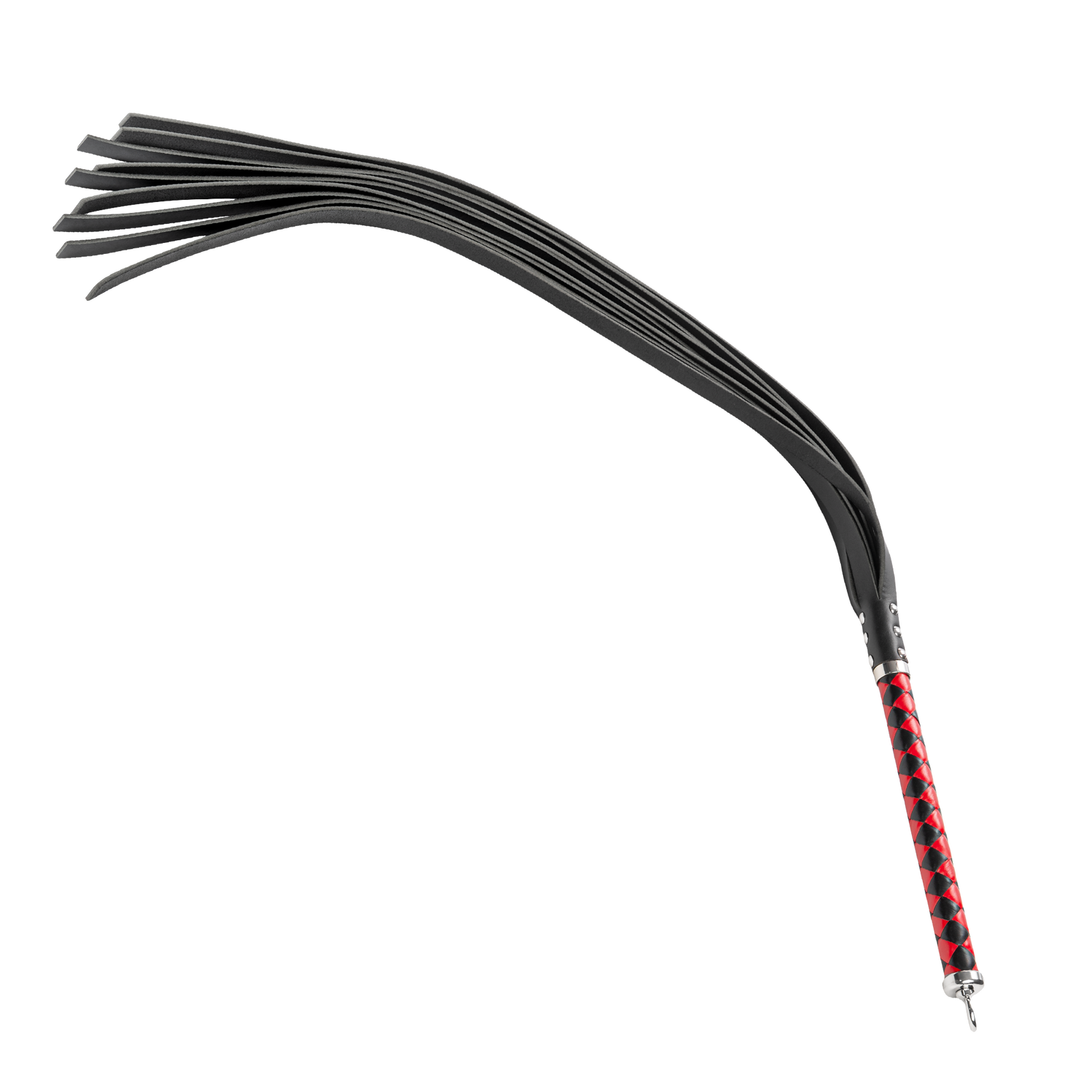 RISE - Lange Flogger met Harde Lederen Strengen - Zwart/Rood-Rimbastore.com