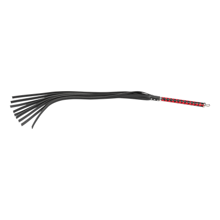 RISE - Lange Flogger met Harde Lederen Strengen - Zwart/Rood-Rimbastore.com