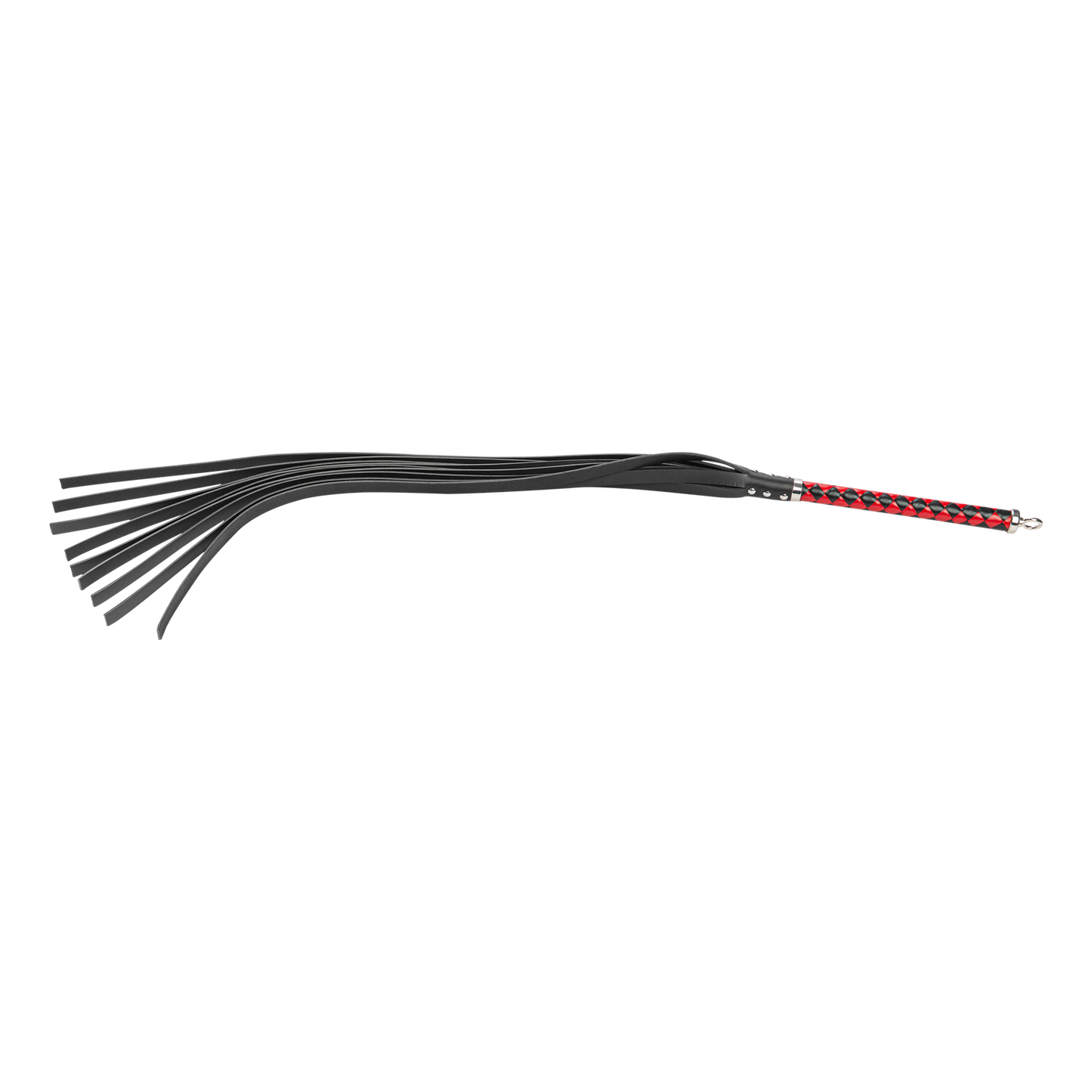 RISE - Lange Flogger met Harde Lederen Strengen - Zwart/Rood-Rimbastore.com
