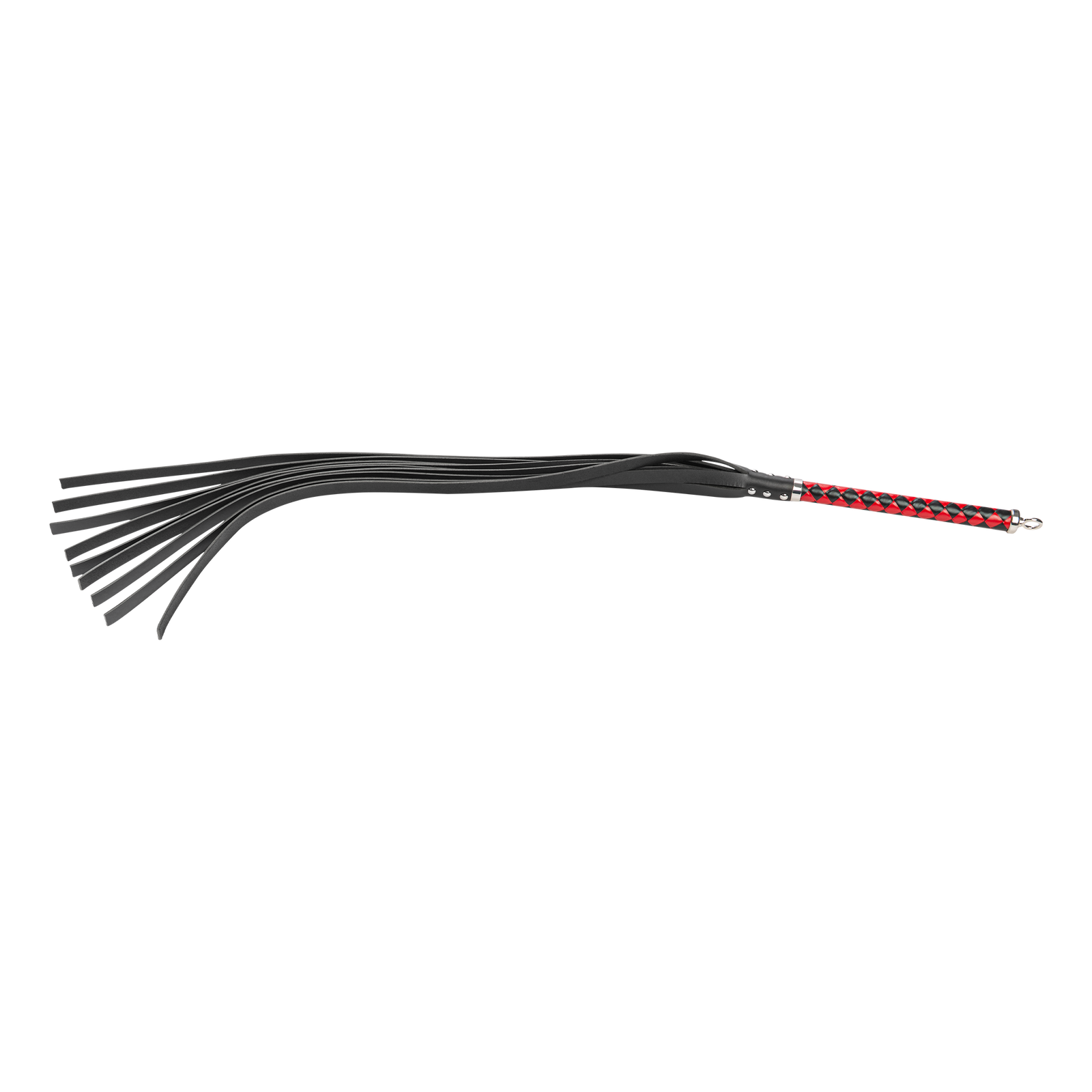 RISE - Lange Flogger met Harde Lederen Strengen - Zwart/Rood-Rimbastore.com