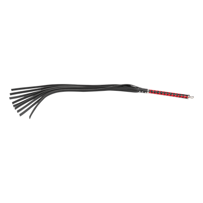 RISE - Lange Flogger met Harde Lederen Strengen - Zwart/Rood-Rimbastore.com