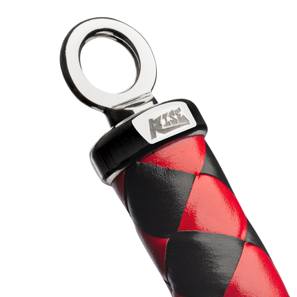 RISE - Lange Flogger met Harde Lederen Strengen - Zwart/Rood-Rimbastore.com