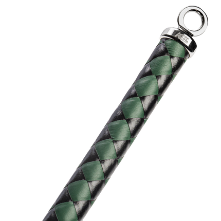 RISE - BDSM Zweep - Feather Slim Single Tail - Zwart/Groen-Rimbastore.com