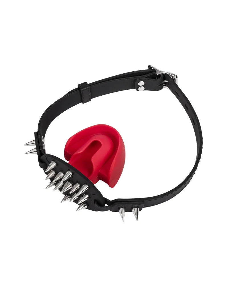 Rimba Mondknevel met Bit en Studs — Zwart/Rood-Erotiekvoordeel.nl