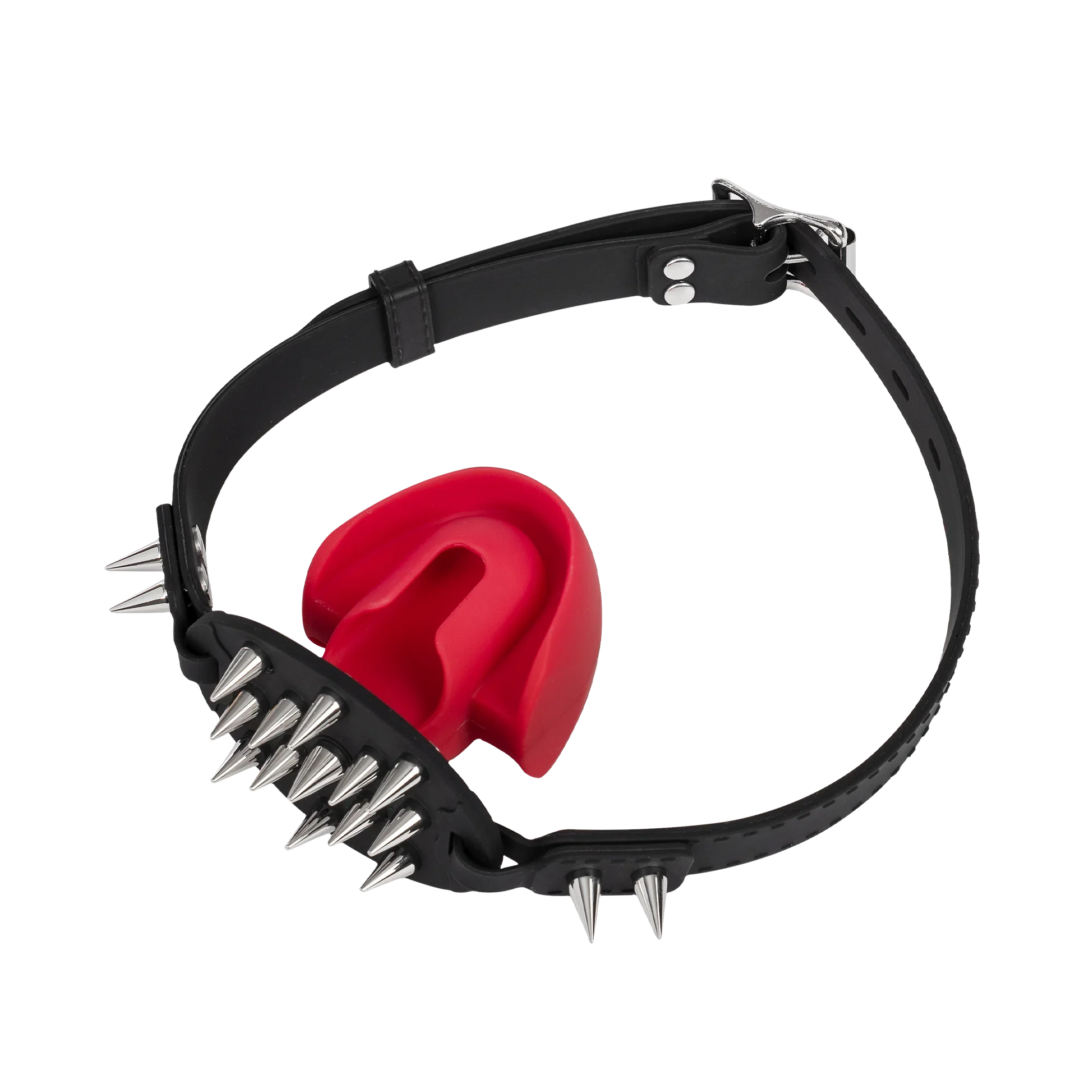 Rimba Mondknevel met Bit en Studs — Zwart/Rood-Erotiekvoordeel.nl