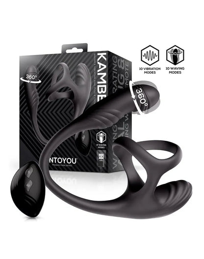 IY - Kamber - Wavy and Vibrating Anal Plug with Cock Ring - Black