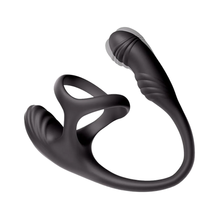 IY - Kamber - Plug anal ondulado y vibrador con anillo para el pene - Negro