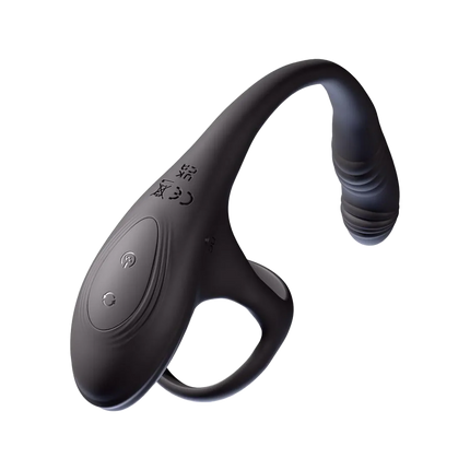 IY - Kamber - Plug anal ondulado y vibrador con anillo para el pene - Negro