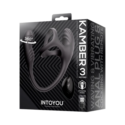 IY - Kamber - Plug anal ondulado y vibrador con anillo para el pene - Negro