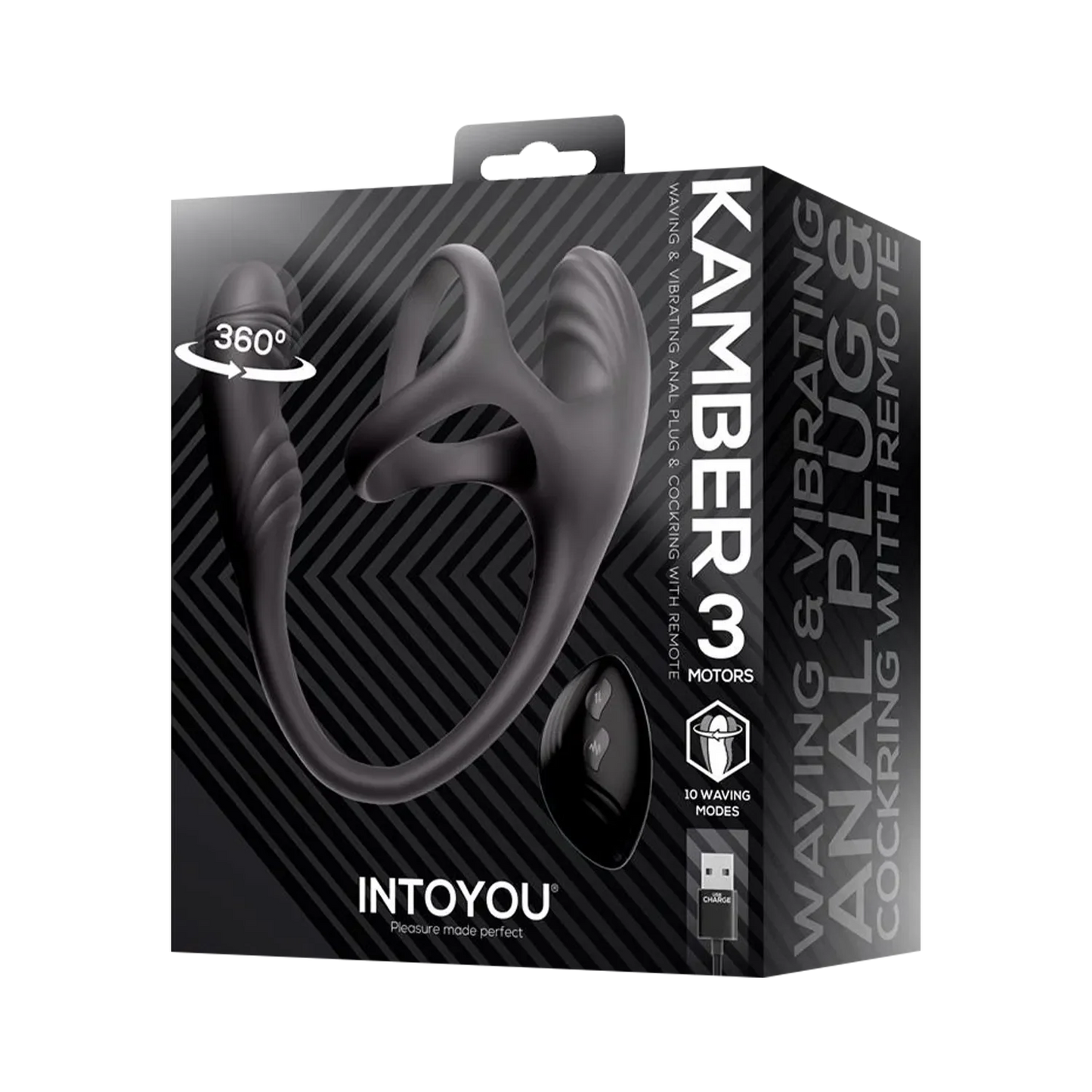 IY - Kamber - Wavy and Vibrating Anal Plug with Cock Ring - Black