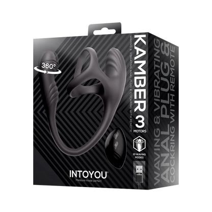 IY - Kamber - Wavy and Vibrating Anal Plug with Cock Ring - Black