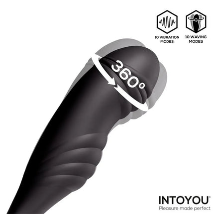 IY - Kamber - Plug anal ondulado y vibrador con anillo para el pene - Negro
