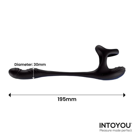 IY - Kamber - Plug anal ondulado y vibrador con anillo para el pene - Negro