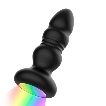 IY - Krax - Buttplug mit Vibration und Stoßbewegung - Mit LED-Licht - Schwarz
