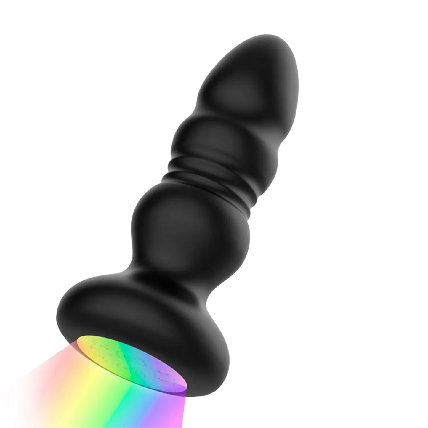 IY - Krax - Butt Plug with Vibration and Thrusting Motion - With LED Light - Black