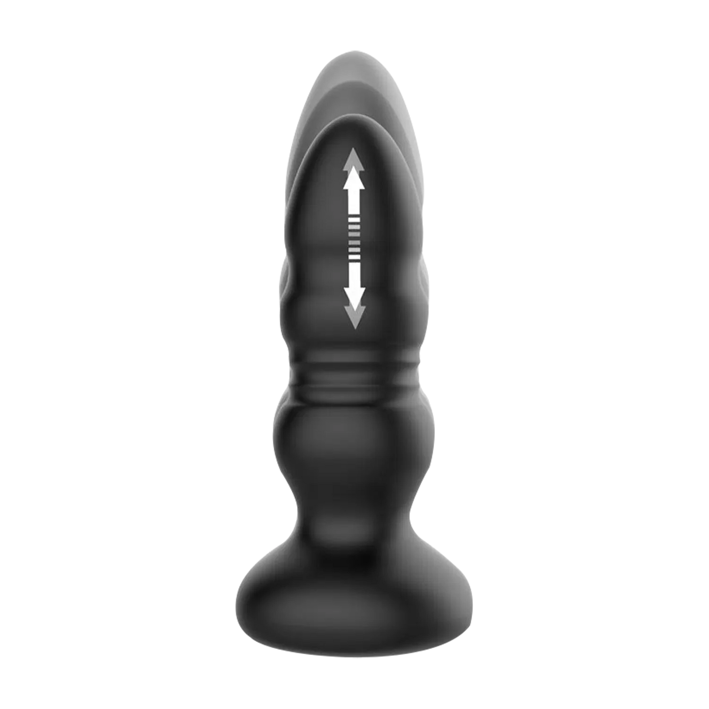 IY - Krax - Butt Plug with Vibration and Thrusting Motion - With LED Light - Black