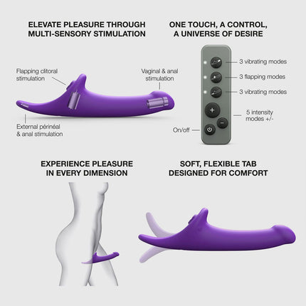 Strap-On-Me - Multi Orgasm Dildo - Strapless Strap-on met Luchtdruk Stimulatie - Paars