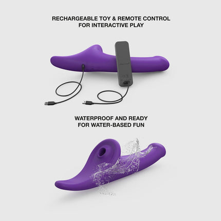 Strap-On-Me - Multi Orgasm Dildo - Strapless Strap-on met Luchtdruk Stimulatie - Paars