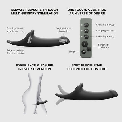 Strap-On-Me - Gode multi-orgasmique - Strap-on sans sangles avec stimulation par pression d'air - Noir