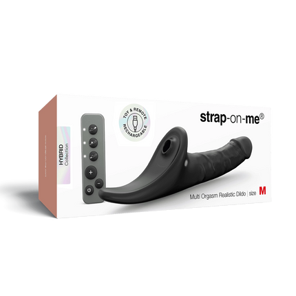 Strap-On-Me - Multi-Orgasm Realistic Dildo - Strapless Strap-On with Flapper Technology - Black