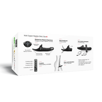 Strap-On-Me - Multi-Orgasm Realistic Dildo - Strapless Strap-On with Flapper Technology - Black