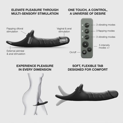 Strap-On-Me - Multi-Orgasm Realistic Dildo - Strapless Strap-On with Flapper Technology - Black