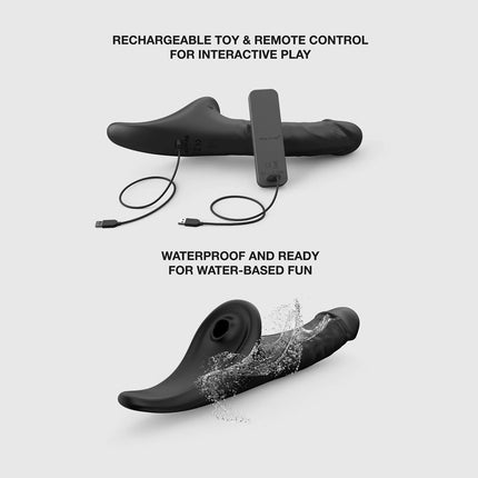 Strap-On-Me - Multi-Orgasm Realistic Dildo - Strapless Strap-On with Flapper Technology - Black