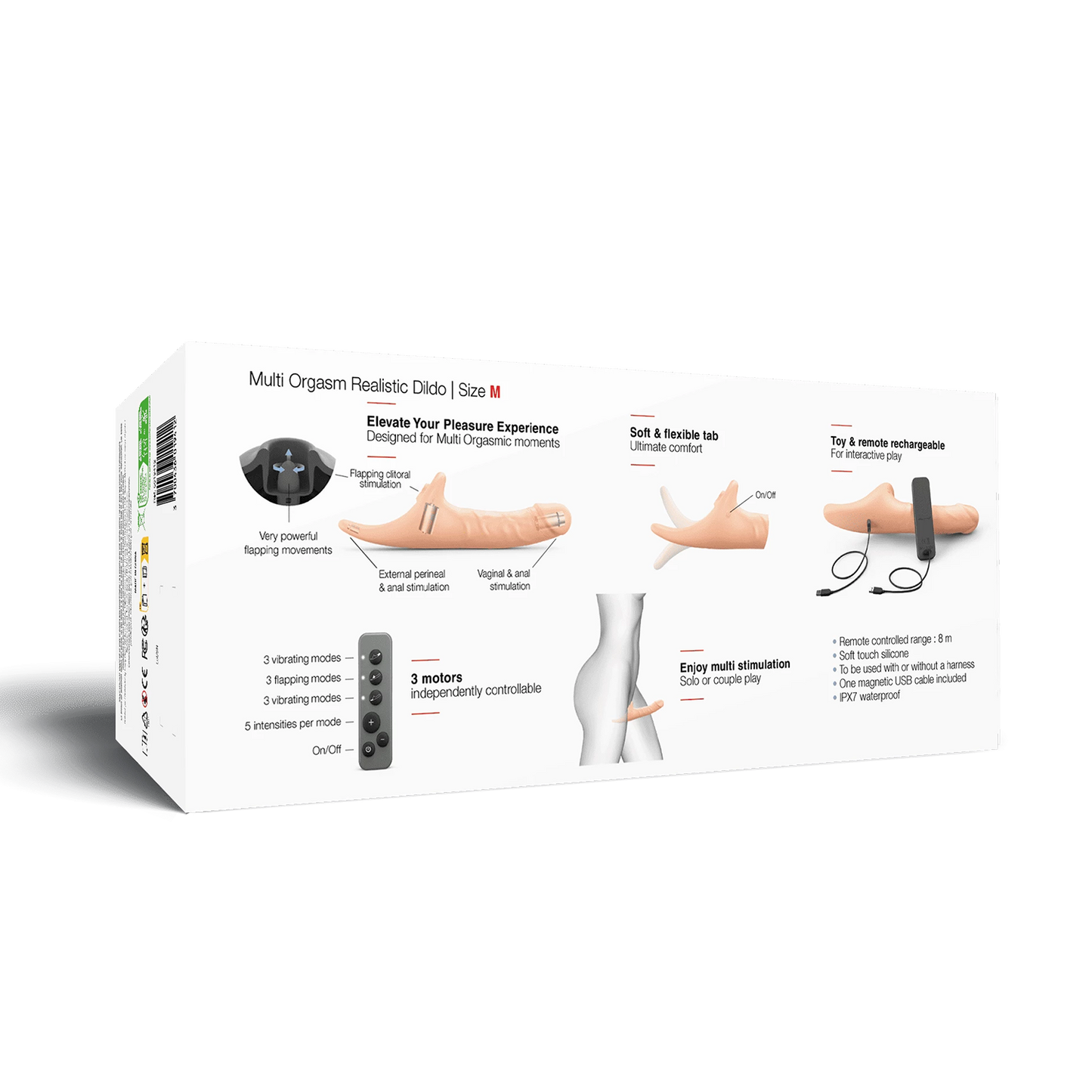 Strap-On-Me – Realistischer Multi-Orgasmus-Dildo – Strapless-Strap-on mit Flapper-Technologie – Helle Hautfarbe